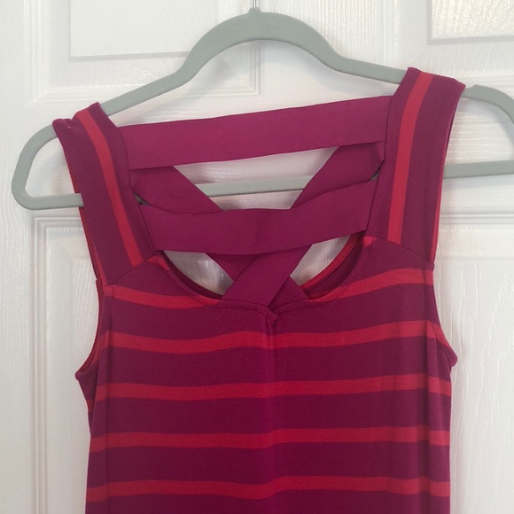Bright Pink and Orange / Red Stripped Sundress - Picture 2 of 4